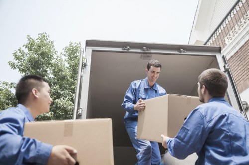 Office relocation in London with desks and equipment being loaded